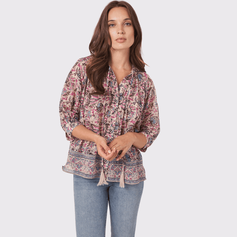Repeat Cotton Silk Blossom Blouse - Carriage Trade Shop