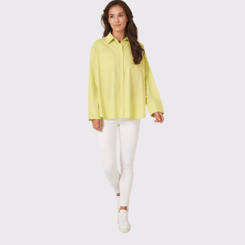 Repeat Cotton Oversized Blouse in Neon - Carriage Trade Shop