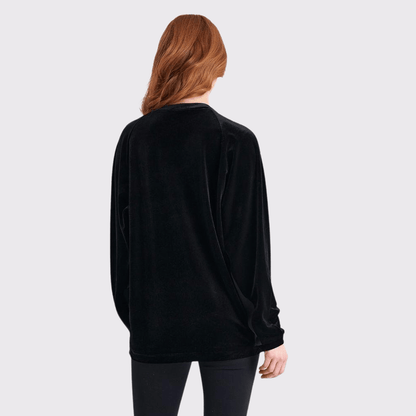 Shan Velvet Long Sleeve Top in Caviar - Carriage Trade Shop