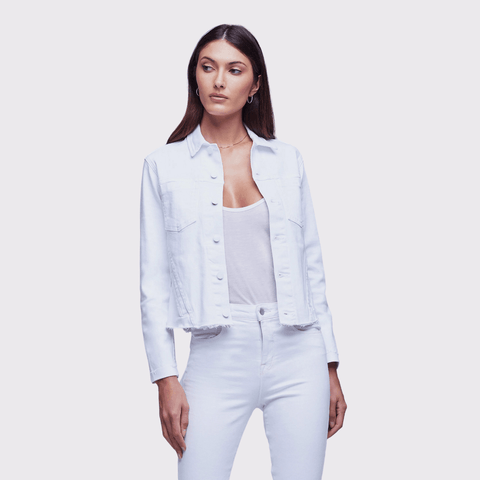 L'agence Janelle Slim Raw Edge Jacket In Blanc - Carriage Trade Shop