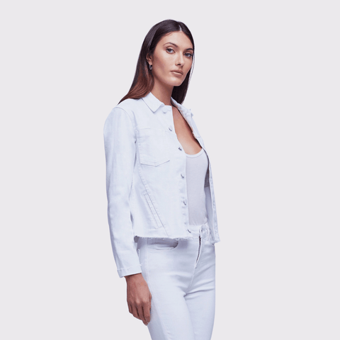 L'agence Janelle Slim Raw Edge Jacket In Blanc - Carriage Trade Shop