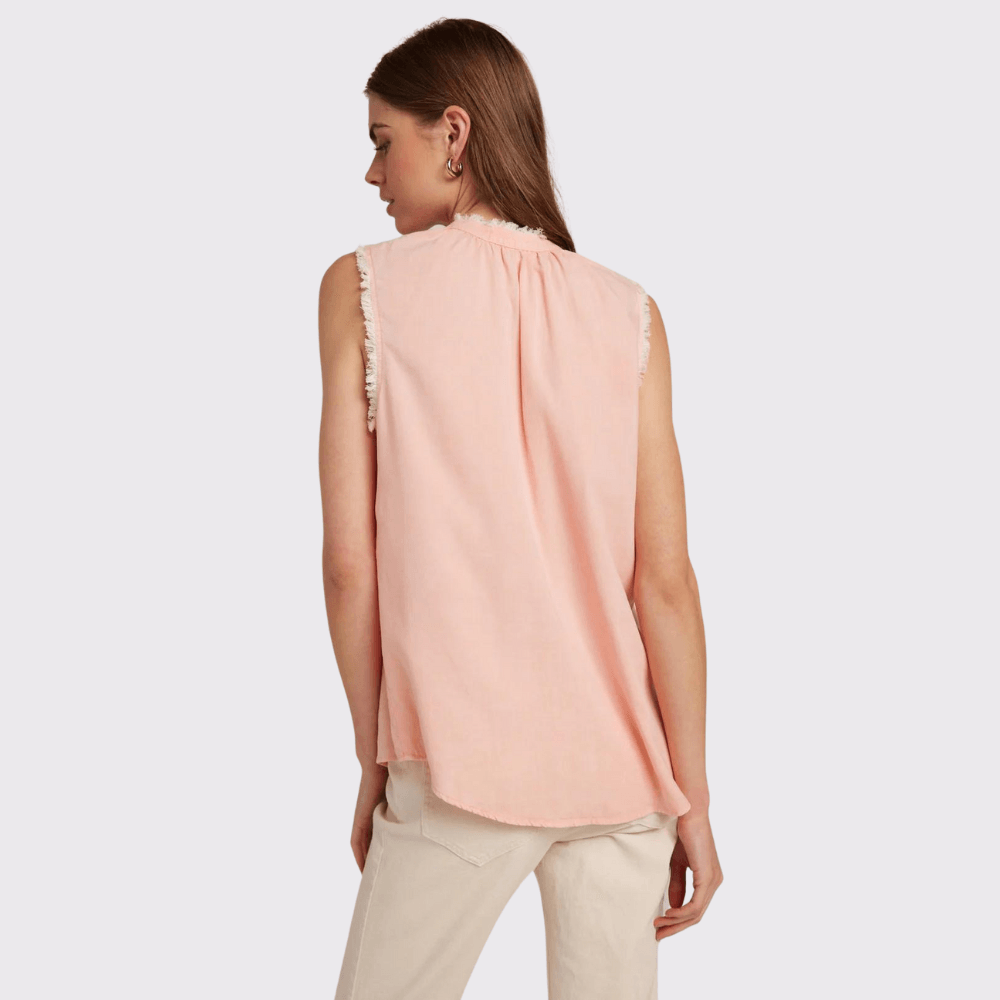 Bella Dahl Fray Edge Sleeveless Top Sunset Coral Carriage