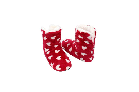 Heart Slippers in Red and White - Carriage Trade Shop